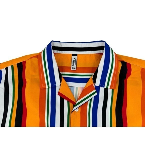 Weiv Of Los Angeles Brilliant Colored Stripe Short Sleeve Button Shirt Mens 2XL - Picture 5 of 12